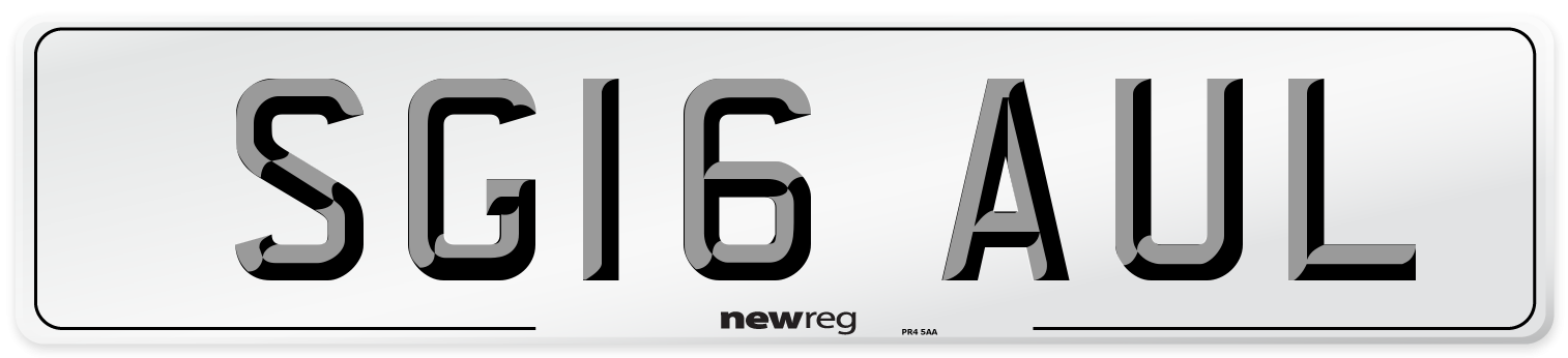 SG16 AUL Number Plate from New Reg